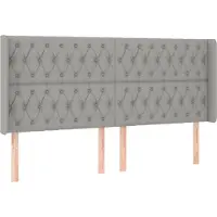 Syfax Kopfteil mit Ohren Hellgrau 183x16x118/128 cm Stoff