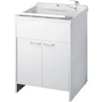 Adgo Waschbecken Wäscheschrank und Spüle 60x60cm Wasserhahn