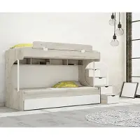 AEA Etagenbett Holz Stauraum Praktische Stufen Kinderzimmer Möbel Weiß Design
