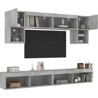 vidaXL Best Möbel 6-tlg. Wohnwand mit LED-Beleuchtung Betongrau Holzwerkstoff TV-Schränke Cloris377519