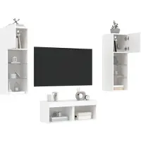 vidaXL CLORIS 4-tlg. TV-Wohnwand mit LED-Leuchten Weiß - TV-Schränke 405
