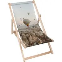 Dreamroots Liegestuhl klappbar Holz, Buchenholz bis zu 130 kg, Sonnenliege klappbar mit 3-stufiger Neigungsregulierung der Rückenlehne, Ballon Flight