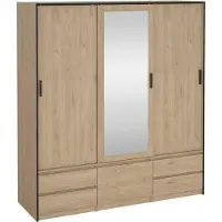 Dmora Großer Mehrzweckschrank Agnes, Multifunktionale Möbel, Schuhschrank, Besenschrank, 181x60 h200 cm, Eiche