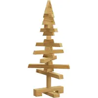 Syfax Holz Weihnachtsbaum mit Ständer Braun 60 cm Massivholz Kiefer