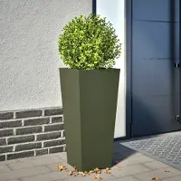 Prolenta Maison Exclusive - Pflanzkübel Olivgrün 35x35x75 cm Stahl
