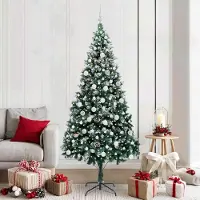 vidaXL "Schlussverkauf" Künstlicher Weihnachtsbaum(1 pc) - Kunstbaum/Tannenbaum - mit 300 LEDs mit Ständer Grün 210 cm C7610