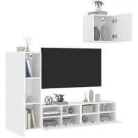 vidaXL 4-tlg. Wohnwand Weiß Holzwerkstoff 3216500