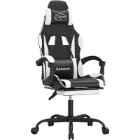 Syfax Gaming-Stuhl mit Fußstütze Drehbar Schwarz & Weiß Kunstleder