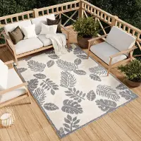 Tapiso Teppich Outdoor Indoor Wohnzimmer Schlafzimmer Modern Design Terrasse Balkon Creme Grau 120 x 170 cm
