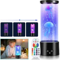 Jiubiaz LED Quallen Nachtlichter Stimmungslampe Nachtlicht Lava Lampe RGB Tischlamp Büro Künstliche