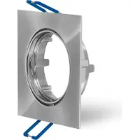 Braytron 10x Ultra Flach Einbaurahmen Eckig Edestahl gebürstet Einbaustrahler 80x80mm Einbautiefe 22mm Deckeneinbaustrahler Einbauleuchte inkl. GU10 Fassung