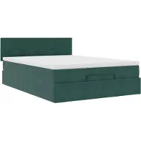 Syfax Ottoman-Bett mit Matratze Dunkelgrün 140x200 cm Samt