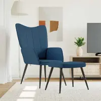 Prolenta Maison Exclusive - Relaxsessel mit Hocker Blau Stoff