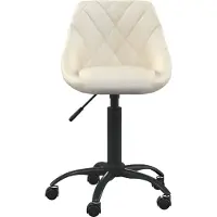 Syfax Bürostuhl Samt Creme höhenverstellbar mit Rollen 360° drehbar 44x46x67,5-79 cm