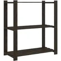 vidaXL Lagerregal mit 3 Böden Schwarz 80x38x90 cm Massivholz Kiefer
