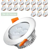 Jiubiaz 20X 3W Warmweiß LED Einbaustrahler Deckenstrahler Einbauleuchten Decke LED Deckenspots Spots Deckenleuchte Einbauspots Einbauleuchten für das bad Küche Schlafzimmer