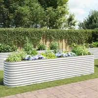 vidaXL Cloris Designermöbel Garten-Hochbeet 400 x 80 x 81 cm Verzinkter Stahl Silbern 2024 Neu