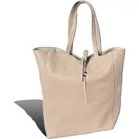 DrachenLeder Florence Echtleder beige ital. Shopper Rindsleder Damen 30x35x15 D2OTF112C