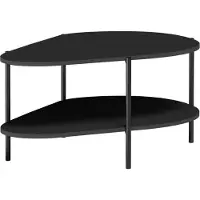Beautysofa Design-Couchtisch in Tropfenform mit Metallgestell – LUME MM-8, Schwarz