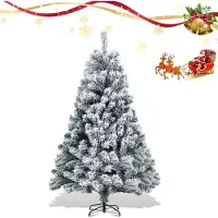 HENGDA künstlicher Weihnachtsbaum 150cm (Ø ca. 95 cm) mit 550 Spitzen und Schnellaufbau Klapp-System, schwer entflammbar, mit Schnee