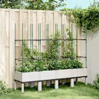Prolenta Maison Exclusive - Pflanzkübel mit Rankgitter Weiß 160x40x142,5 cm PP