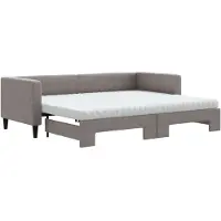 Syfax Tagesbett Ausziehbar mit Matratzen Taupe 80x200 cm Stoff