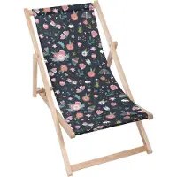 Dreamroots Liegestuhl klappbar Holz, Buchenholz bis zu 130 kg, Sonnenliege klappbar mit 3-stufiger Neigungsregulierung der Rückenlehne, Summer Bugs