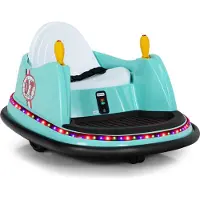 Costway 6V Aufsitz Autoscooter mit 2,4 GHz Fernbedienung, bunten Lichtern und Musik, 360 Grad Rotation, Bumper Car für Kinder 2-5, bis zu 2km/h Türkis