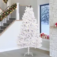 Prolenta Maison Exclusive - Künstlicher klappbarer Weihnachtsbaum Weiß 270 cm PVC und Stahl