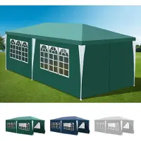 HENGDA 3 x 6 m Garten Pavillon mit 6 Seitenteilen tragbares wasserdichtes Zelt Partyzelt, für Garten Terrasse Feier Party,Grün
