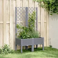 vidaXL "Rabatt" Pflanzkübel modernem Design - Blumentopf/Pflanzkasten - mit Rankgitter Blaugrau 80x40x142 cm PP - Beete CC16900