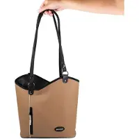 Haberland Lenkertasche Melanie hellbraun/schwarz beige - flexible Rucksack-Le....