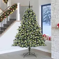 vidaXL "Schlussverkauf" Künstlicher Weihnachtsbaum(1 pc) - Kunstbaum/Tannenbaum - mit 300 LEDs mit Ständer Grün 240 cm C7361