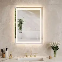 StarTech.com Badezimmerspiegel - LED rückseitig beleuchteter Smart-Spiegel - Größe 50x70 cm - Beschlagfrei - Dimmbar mit Memory-Funktion - Montage Horizontal/Vertikal - Weiß