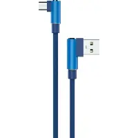 Sunix 2A Micro-USB Ladekabel 90 Grad Winkelstecker 2 Meter Datenkabel Datentransfer Kabel Ladegerät in Blau