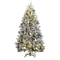 Syfax Künstlicher Weihnachtsbaum Klappbar 300 LEDs & Kugeln 210 cm