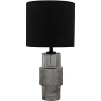 HOME DELUXE Große Tischlampe aus Glas YUKI - Rauchgrau | Tischleuchte Schreibtischlampe Nachttischlampe