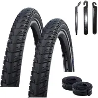 Schwalbe 2 x Energizer Plus Tour Performance E-50 E-Bike-Reifen Schwarz/Reflex 28 x 1,40 (37-622) + 2 x AV17 inkl. Reifenheber