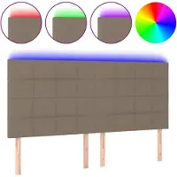 Syfax LED Kopfteil Taupe 160x5x118/128 cm Stoff