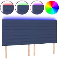 Syfax LED Kopfteil Blau 180x5x118/128 cm Stoff