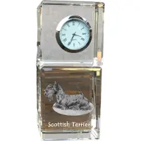 Art-Dog Schottischer Terrier, Scottish terrier - Kristalluhr mit Foto, Hundebild im Kristall, personalisierte Schreibtischuhr von .