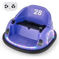Costway 12V Autoscooter Kinder, Elektro Bumper Car mit Fernbedienung, 360° Drehnug, Musik & Licht, Kinder Elektroauto für Kleinkinder 18 Monaten+ Lila