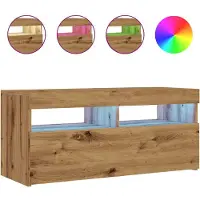 vidaXL TV-Schrank mit LED-Leuchten Artisan-Eiche 90x35x40 cm