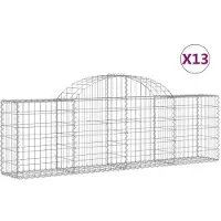 vidaXL Gabionen mit Hochbogen 13 Stk. 200x30x60/80 cm Verzinktes Eisen