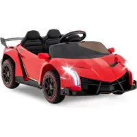 Costway Lamborghini Elektroauto, Kinderfahrzeug mit 2,4-G Fernbedienung, LED Scheinwerfer, Hupe & Musik, 3-6 km/h, Kinderauto Elektro für Kinder 3+Rot
