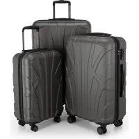 Suitline - 3er Kofferset Rollkoffer Hartschalenkoffer 4 Rollen Handgepäck-Trolley und Aufgabegepäck Koffer erweiterbar Travel Luggage Gepäck Set Hardcase ABS, TSA,Graphit