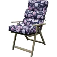 Blomster Stuhlauflage Niedriglehner Hochlehner Auflage Kissen 120x50 cm Stuhlkissen Gartenstuhl Polsterauflage Niedriglehner Sesselauflage - schwarz mit Rosen
