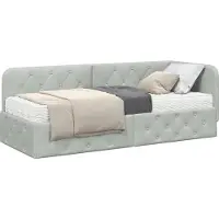 Syfax Eckbettgestell Hellgrau 80 x 200 cm Samt