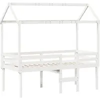 Syfax Hochbett mit Dach Weiß 90x200 cm Massivholz Kiefer