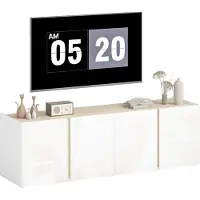 HOMCOM TV-Ständer, 135 cm, TV-Schrank für Fernseher bis 65 Zoll mit 4 Türen mit Soft-Close-Funktion, verstellbarem Einlegeboden und Kabelmanagement, TV-Bank für Wohnzimmer und Schlafzimmer, weiß